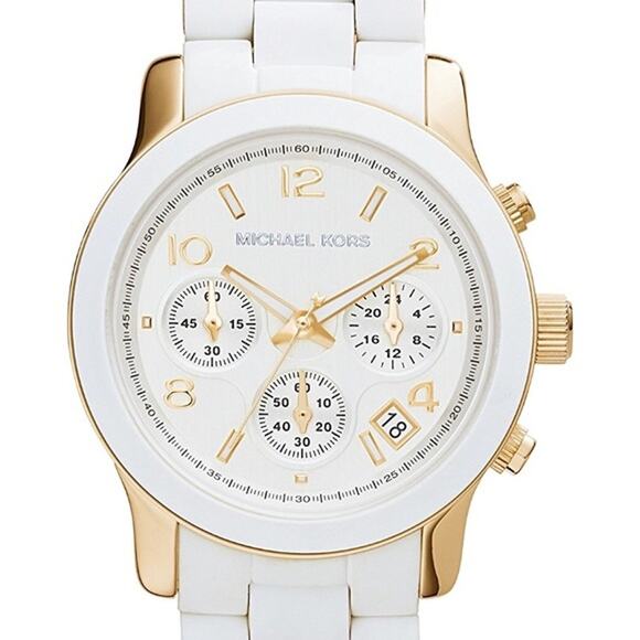Michael Kors MK5145 White Chronograph Stainless Steel Women’s Watch - Picture 1 of 9